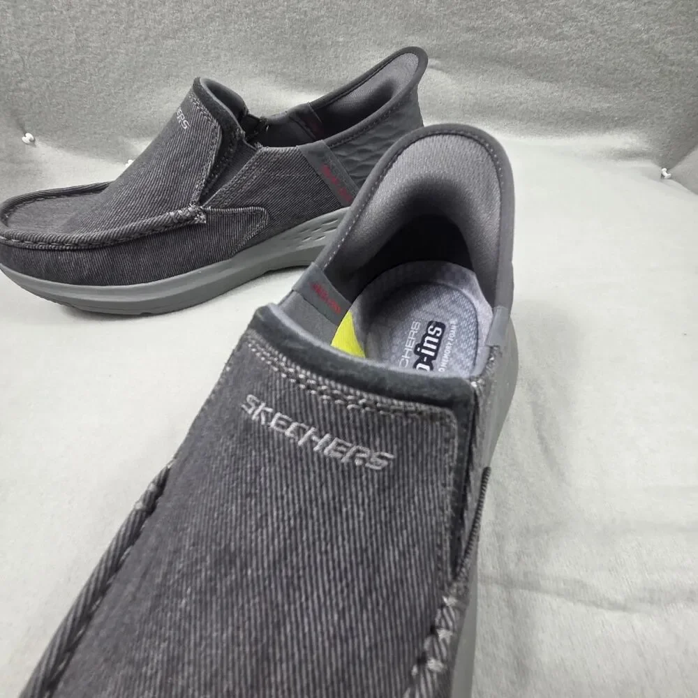 Skechers Men's Grey and Black Loafers